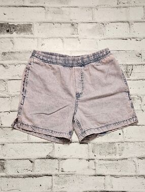 H&M Acid Wash Denim Shorts Elastic Waist Pink Grey Size M Casual